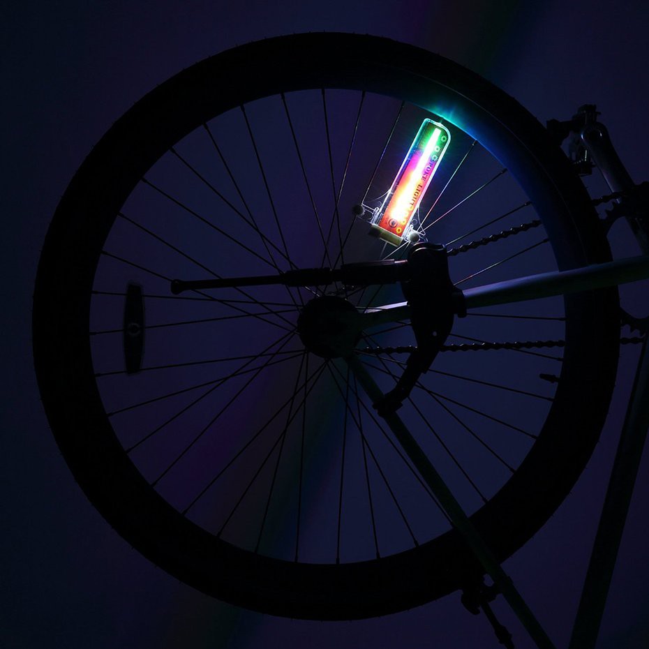 AIOⒶ Bộ đèn gắn ở bánh xe đạp, bao gồm 32 bóng đèn LED,  ánh sáng có hoạt tiết cầu vồng