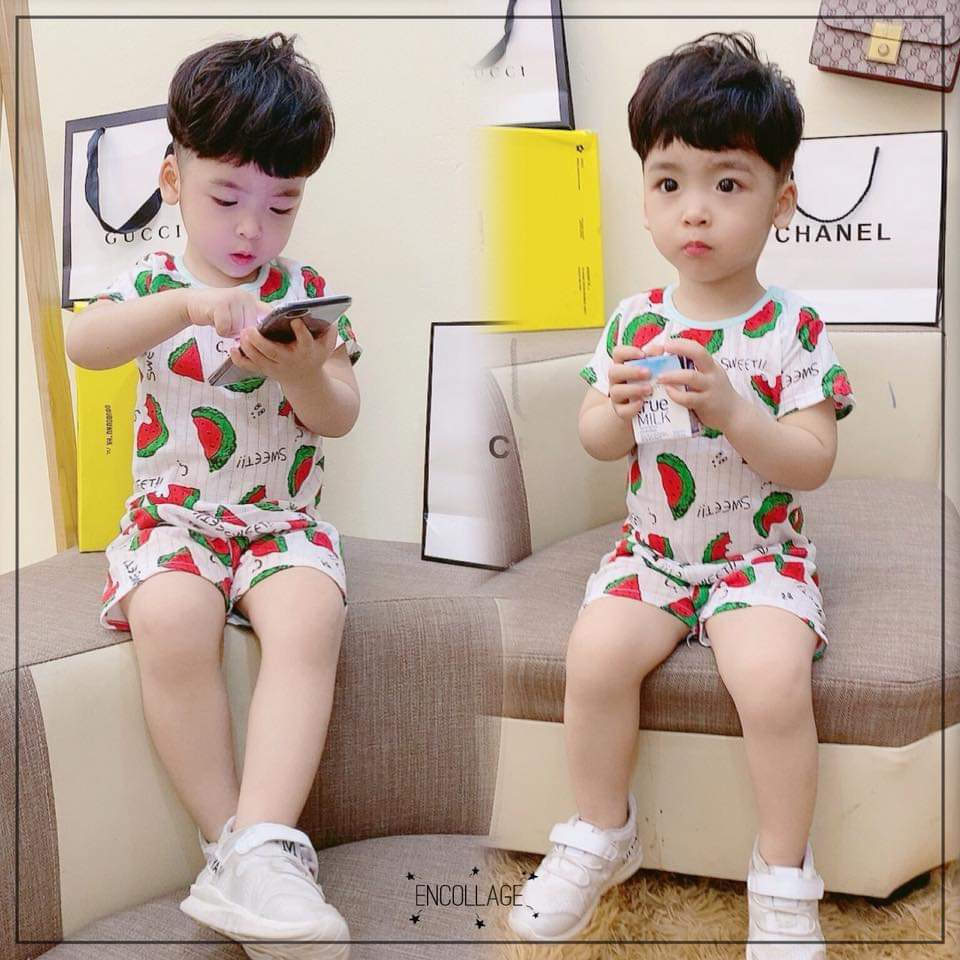 Bộ cotton cộc tay cho bé có màu bé trai và bé gái