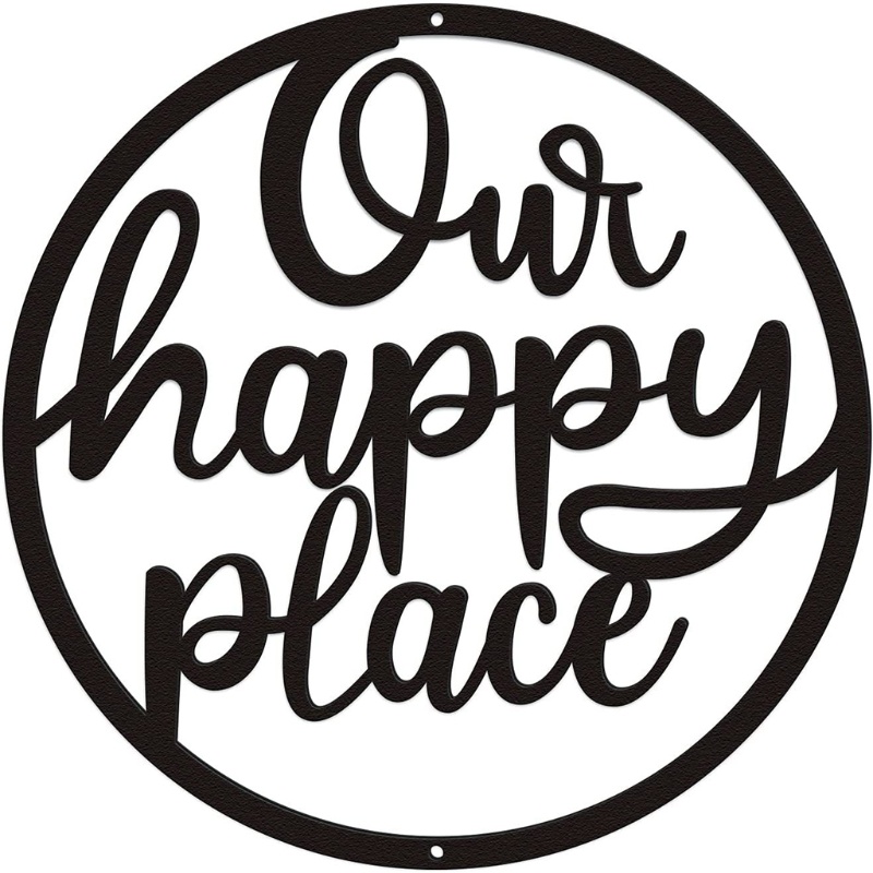 Bảng Hiệu Treo Tường Trang Trí Nghệ Thuật In Chữ AOTO Our Happy Place