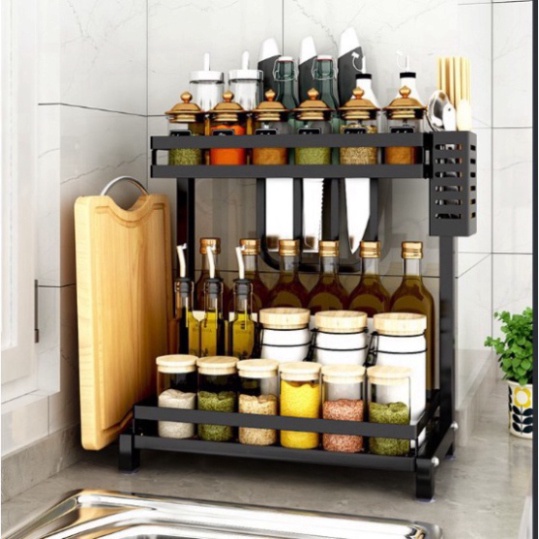 Kệ gia vị inox 2 tầng  sơn tĩnh điện - Kệ  đựng gia vị 2 tầng, 3 tầng cao cấp