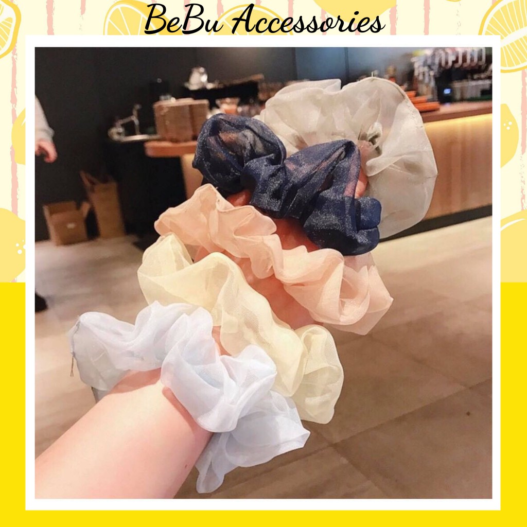 Dây buộc tóc scrunchies vải voan thô