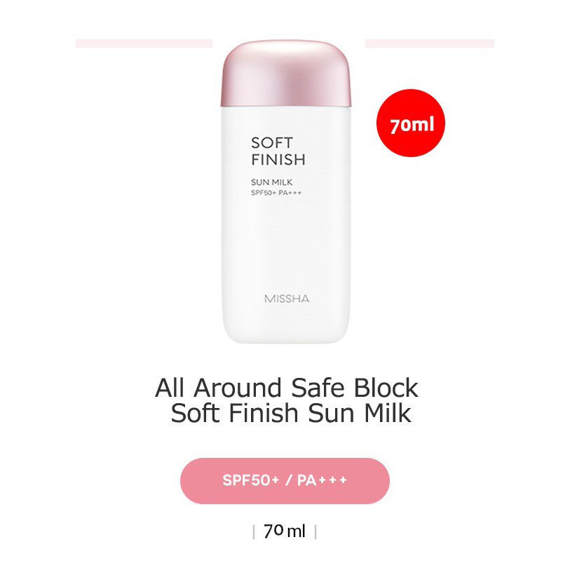 Sữa Chống Nắng Missha All-Around Safe Block Soft Finish Sun Milk SPF 50+/PA+++70ml