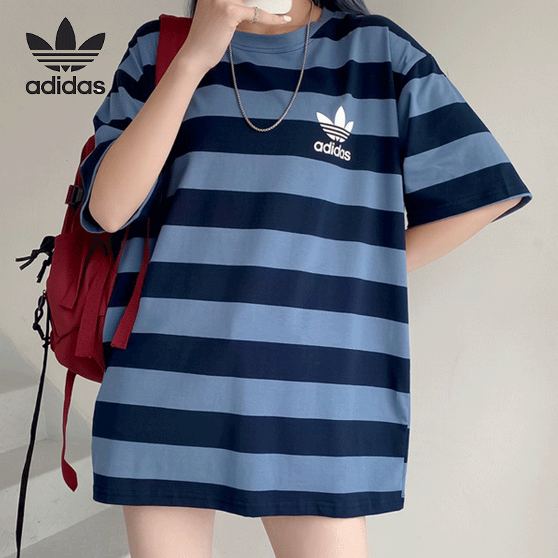 Áo Thun Thể Thao Adidas Ngắn Tay Cổ Tròn Dáng Rộng Thoáng Khí 100% + + Thời Trang Mùa Hè Dành Cho Nữ Và Nam