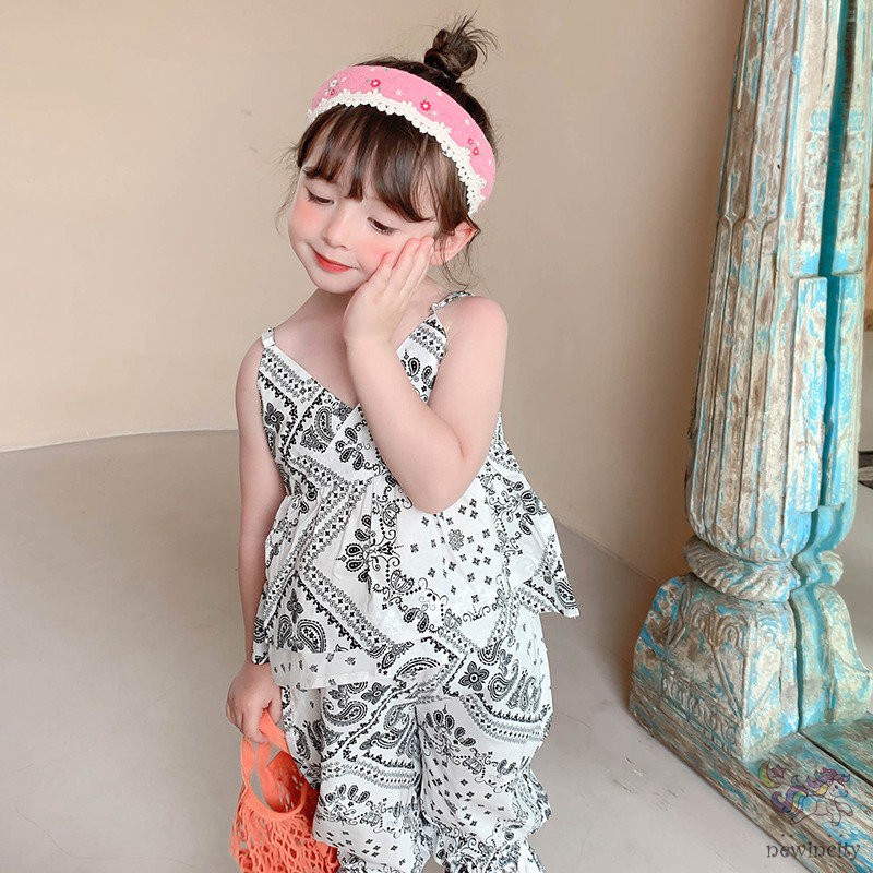 Set áo hai dây + quần dài thời trang mùa hè Hàn Quốc sành điệu dành cho bé gái