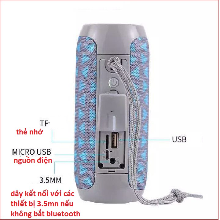 Loa Bluetooth Cầm Tay Có Đài FM 3D Âm Thanh Sống Động Kiêm Sạc Dự Phòng Hỗ Trợ Cắm Usb Thẻ Nhớ Tf Cổng 3.5