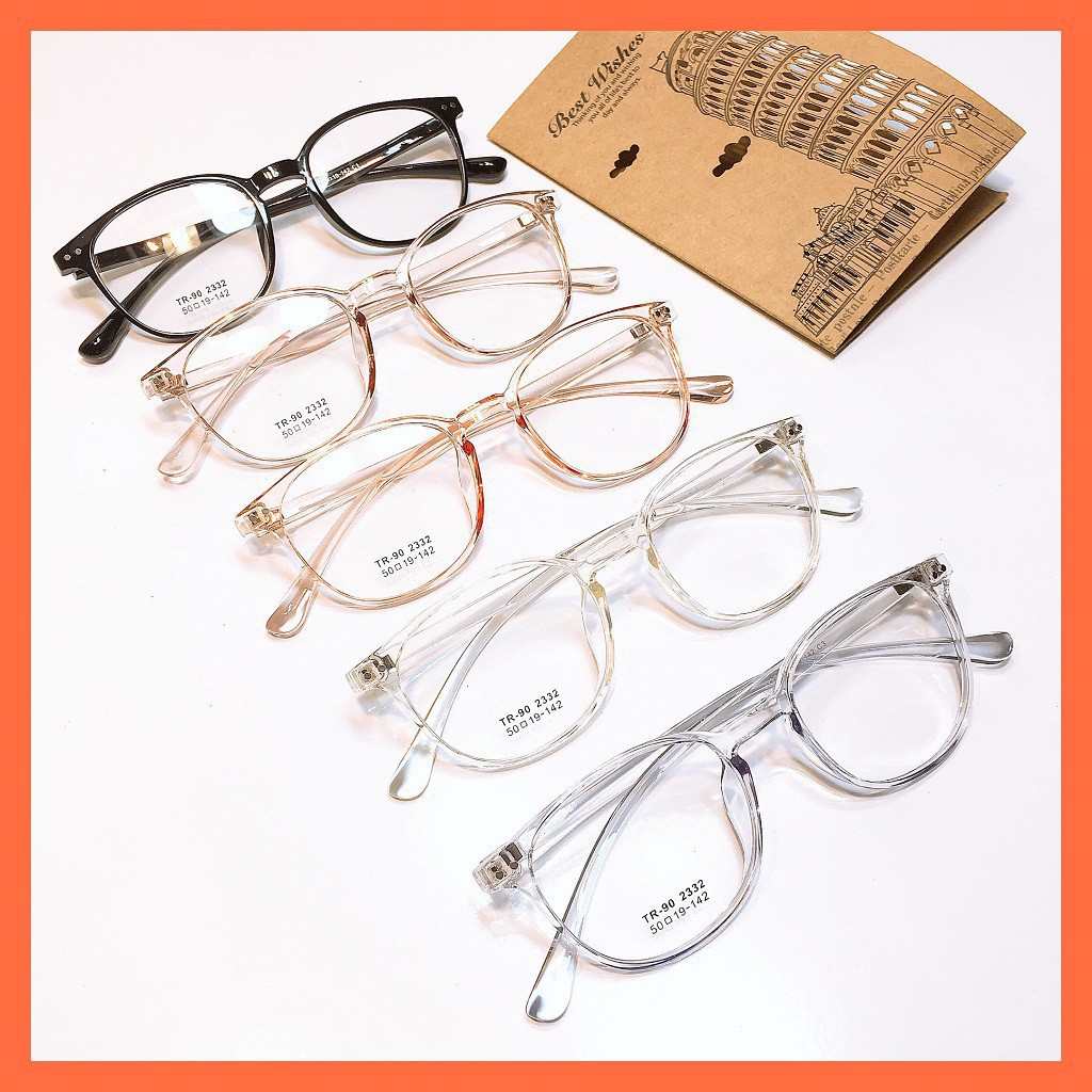 [Gía siêu rẻ] Gọng kính tròn bầu 2332 đã đeo là XINH -Nhận Cắt Mắt-Tặng kèm hộp+khăn+Chai nước lau kính