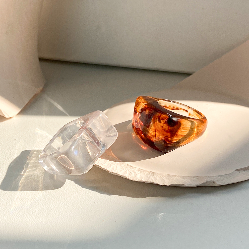 Nhẫn Nhựa Acrylic Trong Suốt Phong Cách Cá Tính Thời Trang Hàn Quốc