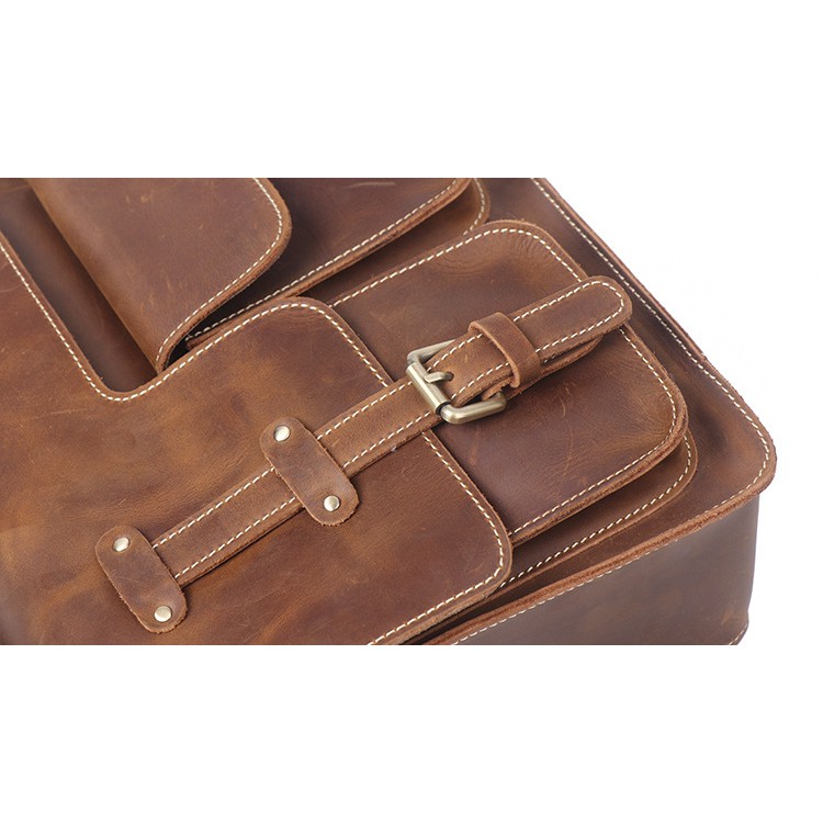 Túi Đeo Chéo Da Bò Dáng Ngang Túi Hộp Khóa Bấm Cá Tính