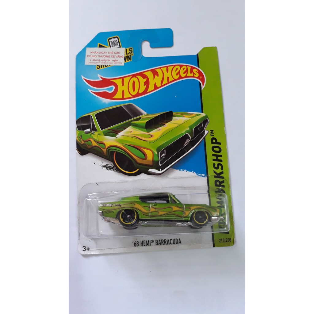 Mô hình xe ô tô Hot Wheels WORKSHOP '68 Hemi Barracuda tỷ lệ 1:64