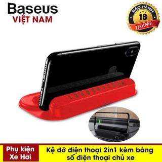 Kệ đỡ điện thoại 2in 1 trên Taplo ô tô Baseus kèm theo bảng số điện thoại chủ xe - BH 18 tháng