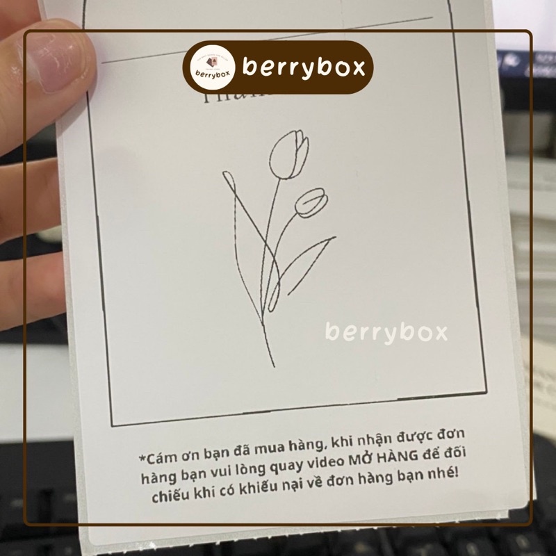 Cá | Set 50 tem dán seal hộp/túi gói hàng size A7 - HOA TULIP