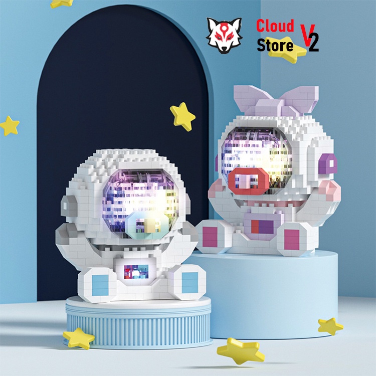 Mô hình lắp ráp động vật Phi hành gia phát sáng đèn led 3D cho bé trai bé gái, đồ chơi mô hình phát triển trí tuệ