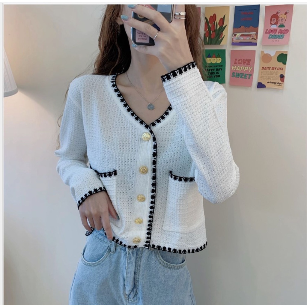 Áo khoác cardigan nữ len dệt kim dáng ngắn phong cách hàn quốc ulzzang hot trend AKL02