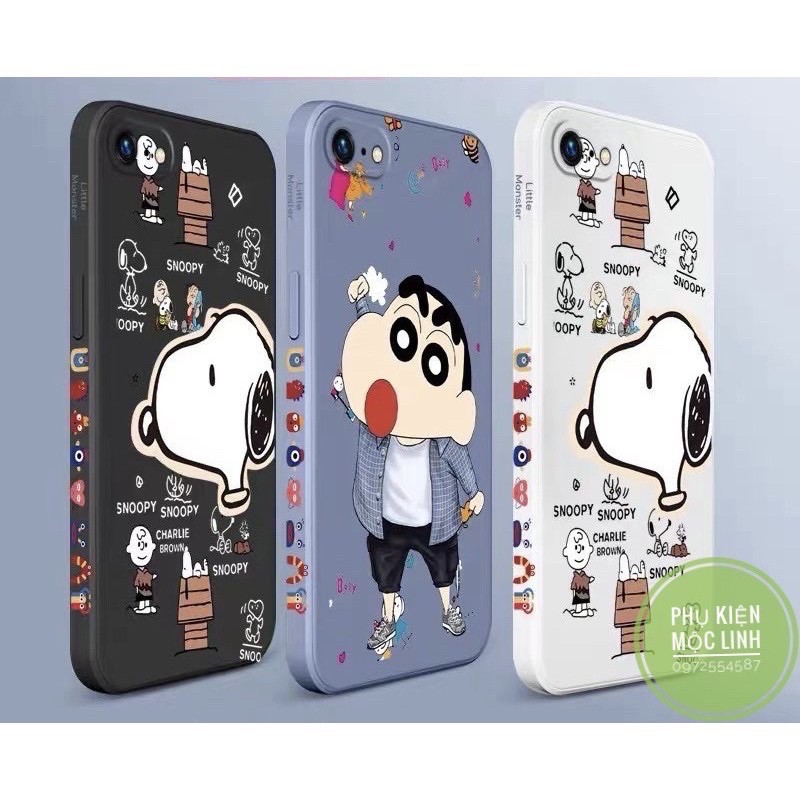 Ốp 11 Pro Max 11 11 Pro Xs max X 8plus 7plus 8 7 6plus 6splus Chó Snoopy và Shin in 3D 4 góc silicon bảo vệ cam