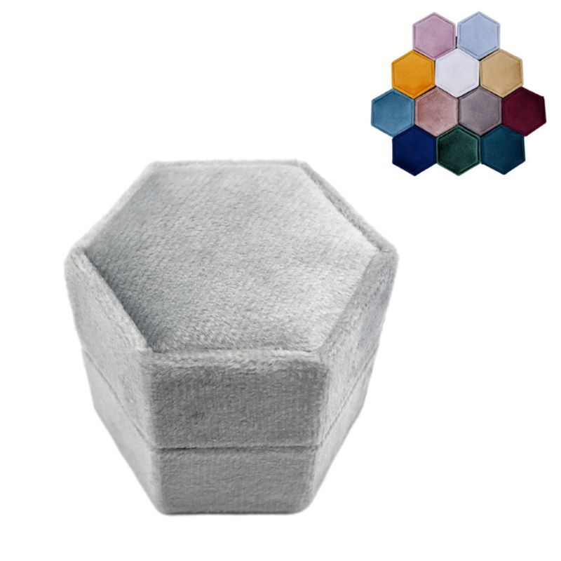 Flgo Hộp Đựng Nhẫn Hình Lục Giác Bằng Nhung Dùng Trưng Bày Nhẫn Cưới