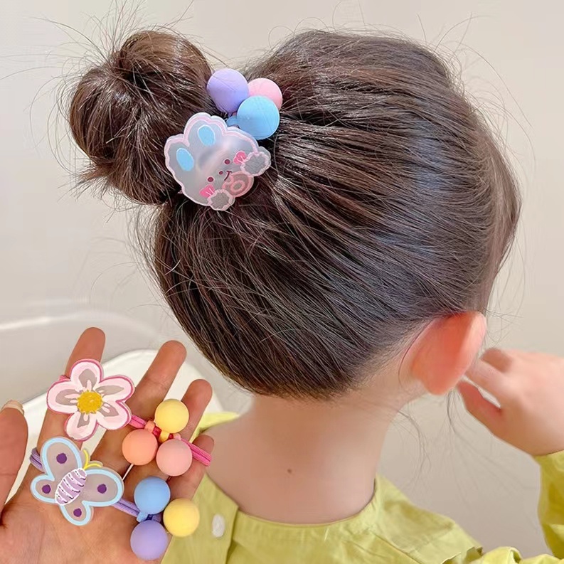 Dây Buộc Tóc Đính Mặt Hoạt Hình Dễ Thương Cho Bé Gái