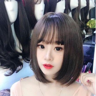 Tóc giả nguyên đầu ngắn cúp D3030+ lưới trùm