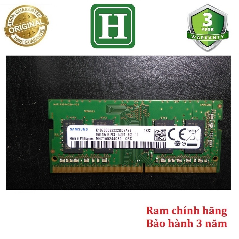 Ram Laptop DDR4 2GB, 4GB Bus 2400, tháo máy chính Hãng Bảo Hành 3 Năm