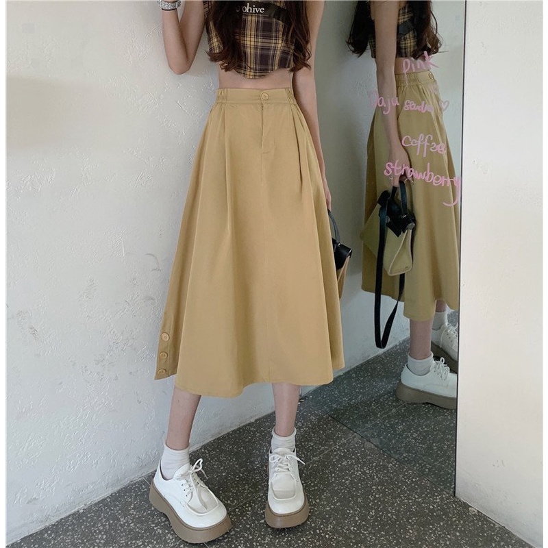 Chân váy dài chữ a dáng dài phong cách ulzzang , Váy chất liệu kaki mềm + lớp lót trong xinh xắn  MS 19