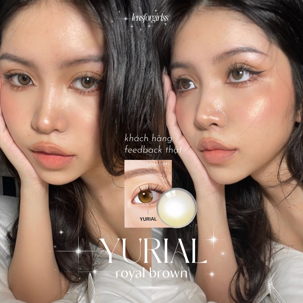 Kính áp tròng hiệu ứng phủ bóng YURIAL ROYAL BROWN chính hãng IDOL LENS | HSD 8-12 tháng | Lens cận