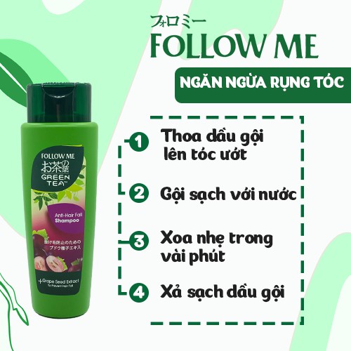 Dầu Gội Đầu Suôn Mượt Tóc &amp; Ngăn Ngừa Rụng Tóc Follow Me Trà Xanh - 320ml