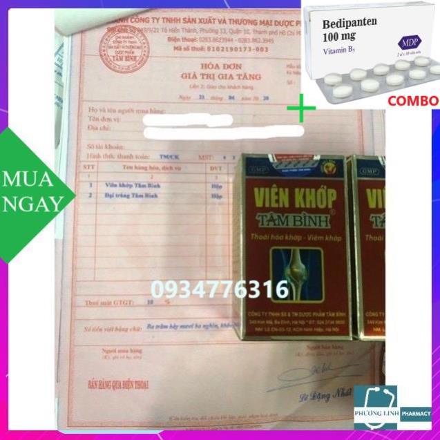 Combo Bedipanten 100mg +  Viên Khớp Tâm Bình giảm triệu chứng thoái hóa khớp viêm khớp, hộp 60 viên