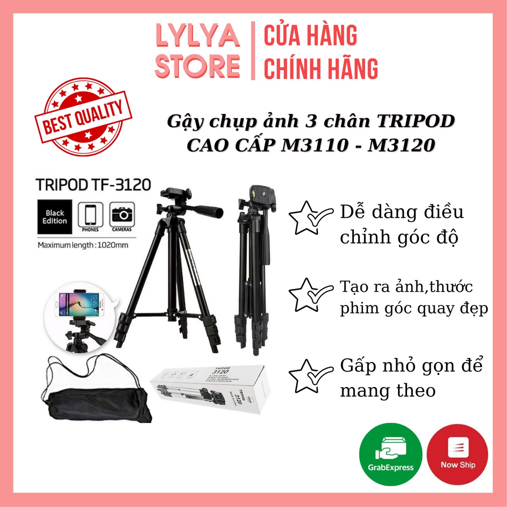 Gậy chụp ảnh 3 chân TRIPOD CAO CẤP, giá đỡ quay phim, chụp ảnh, livestream tự sướng M3110 - M3120