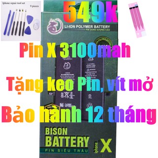 Pin iphone x dung lượng cao 3100mah bison chính hãng vpstore