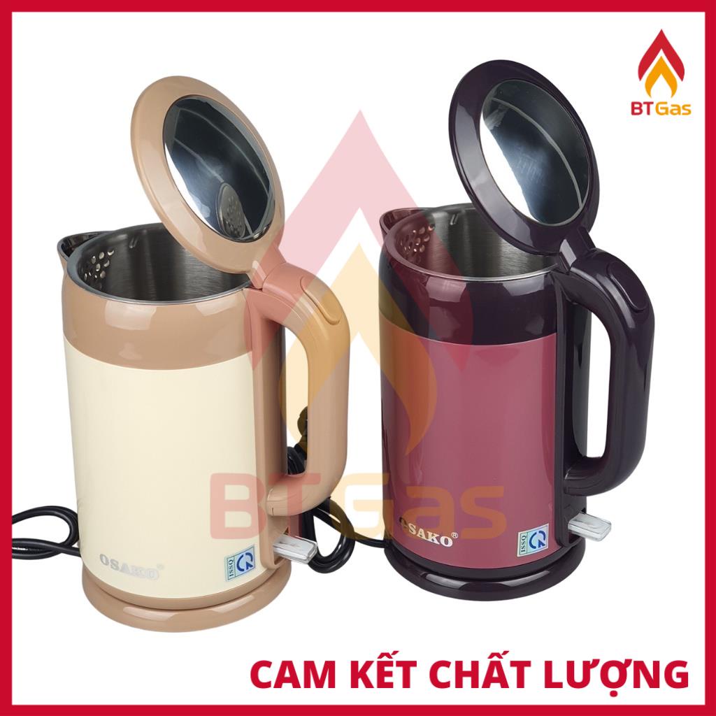 [Mã ELHADEV giảm 4% đơn 300K] Ấm đun siêu tốc 2 lớp Inox 304 Osako OSA-200 công suất 1500W dung tích 2L