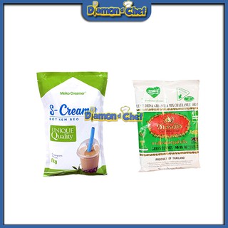 Combo trà thái xanh 200gr bột kem béo S-Cream 1kg