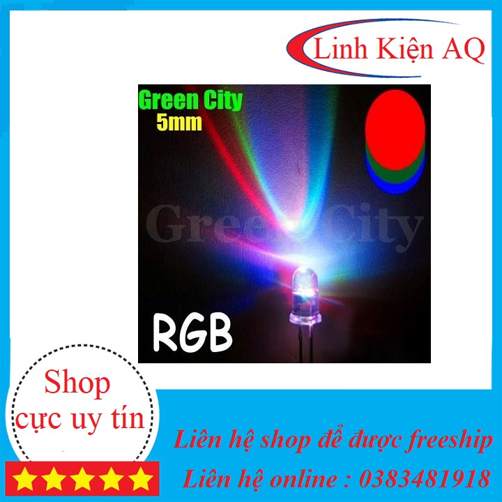 Combo 10 Led Nháy Đuổi 7 Màu RGB  5mm 2 Chân- Linhkiendientu