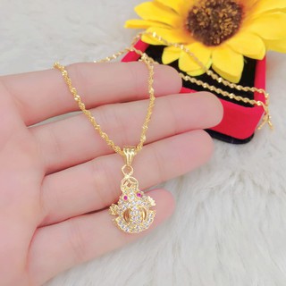 Dây chuyền nữ xoắn mặt cóc ngậm đồng tiền đính đá cao cấp nora