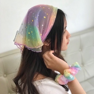 Khăn turban bandana mẫu sao lưới kim tuyến