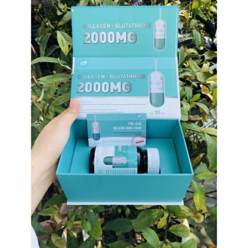 Trắng da COLLAGEN - GLUTATHIONE 2000 viên uống làm trắng giảm nám mờ nhăn tức thì- Hộp 30 viên