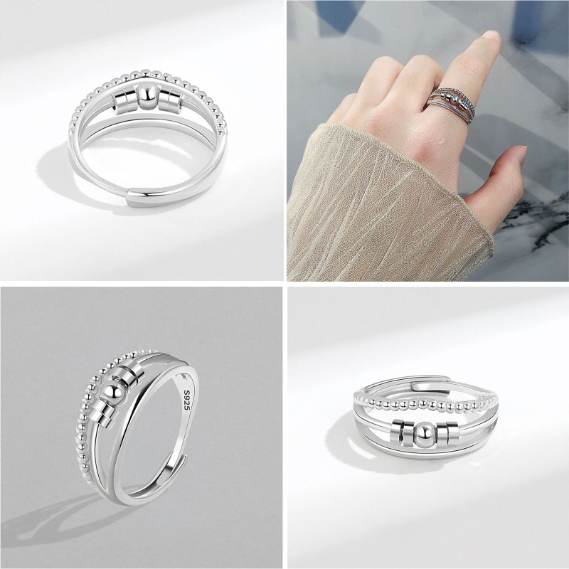 Bộ 4 Nhẫn Hợp Kim Ba Lớp Giảm Căng Thẳng Phong Cách Âu Mỹ