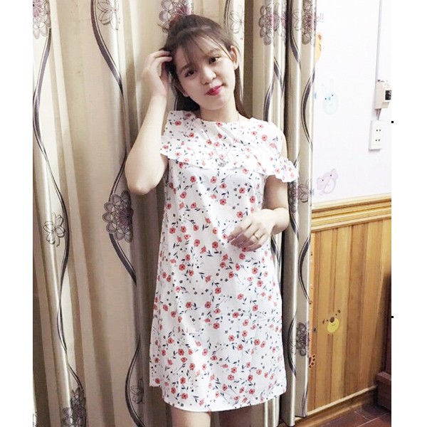 VÁY LỤA HỞ VAI HOA LYLY
