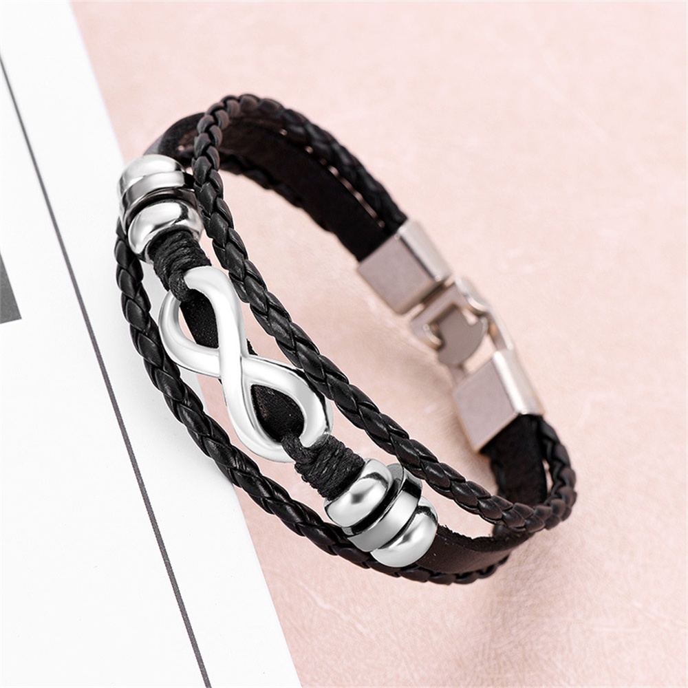 1 Vòng Tay Da PU Nhiều Lớp Phong Cách Retro Âu Mỹ Cá Tính