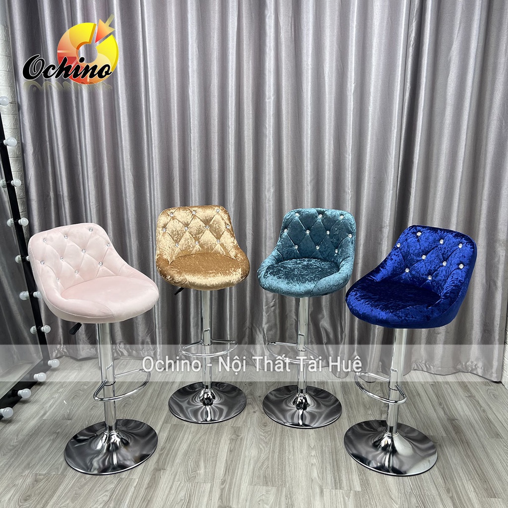 Ghế Quầy Bar, Ghế Quầy Lễ Tân Nỉ Nhung Đính Đá Sang Chảnh ( Ảnh Thật Và Video)