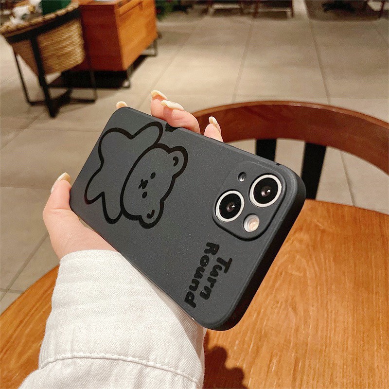 Ốp Iphone Dẻo Cạnh Vuông In Hình Gấu Nhám 7,8Plus,x,xs,xsmax,11,11promax,12,12promax,13,13promax