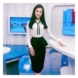 Áo sơ mi công sở phối nơ cổ