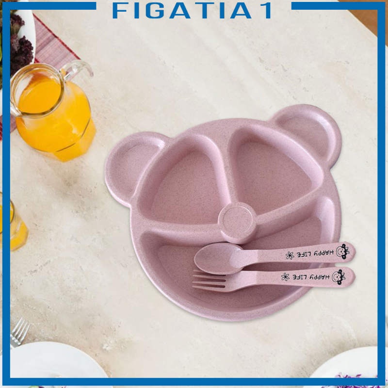 Bộ Đĩa Chia 3 Ngăn Chống Rò Rỉ Màu Hồng figatia1 Cho Bé