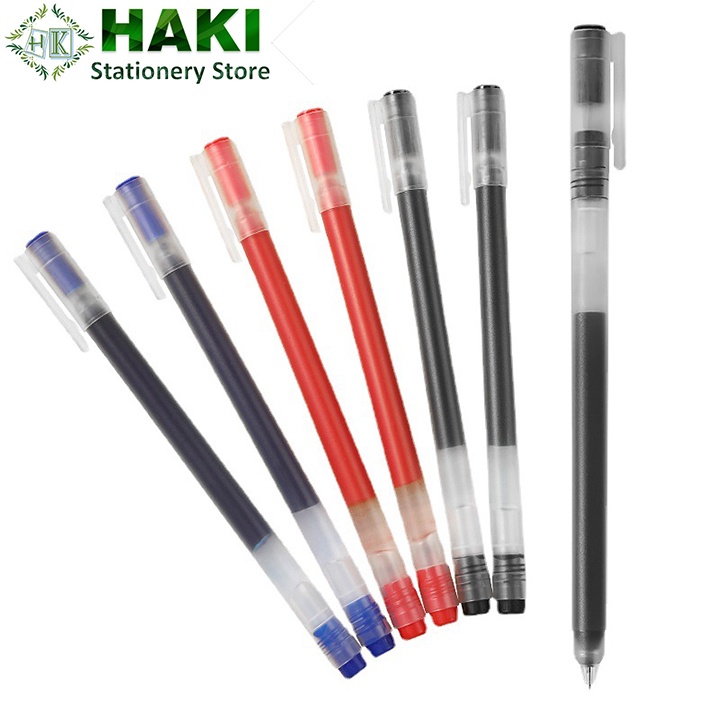 Bút gel basic ống lớn HAKI Resun hôp 12 bút ngòi 0.5mm mực đen xanh đỏ dupe Muji B64