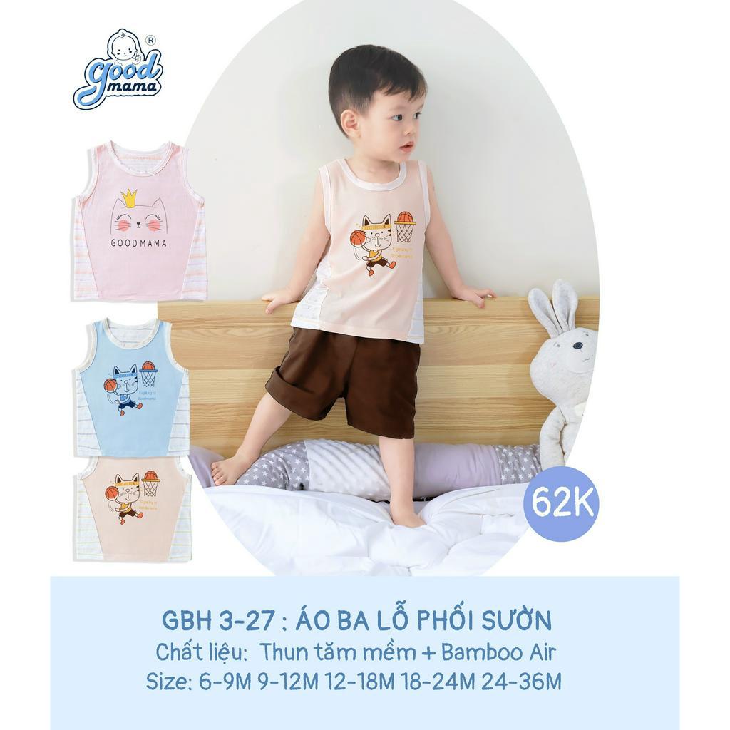 Áo ba lỗ phối sườn cho bé Goodmama mềm mại, thoáng khí