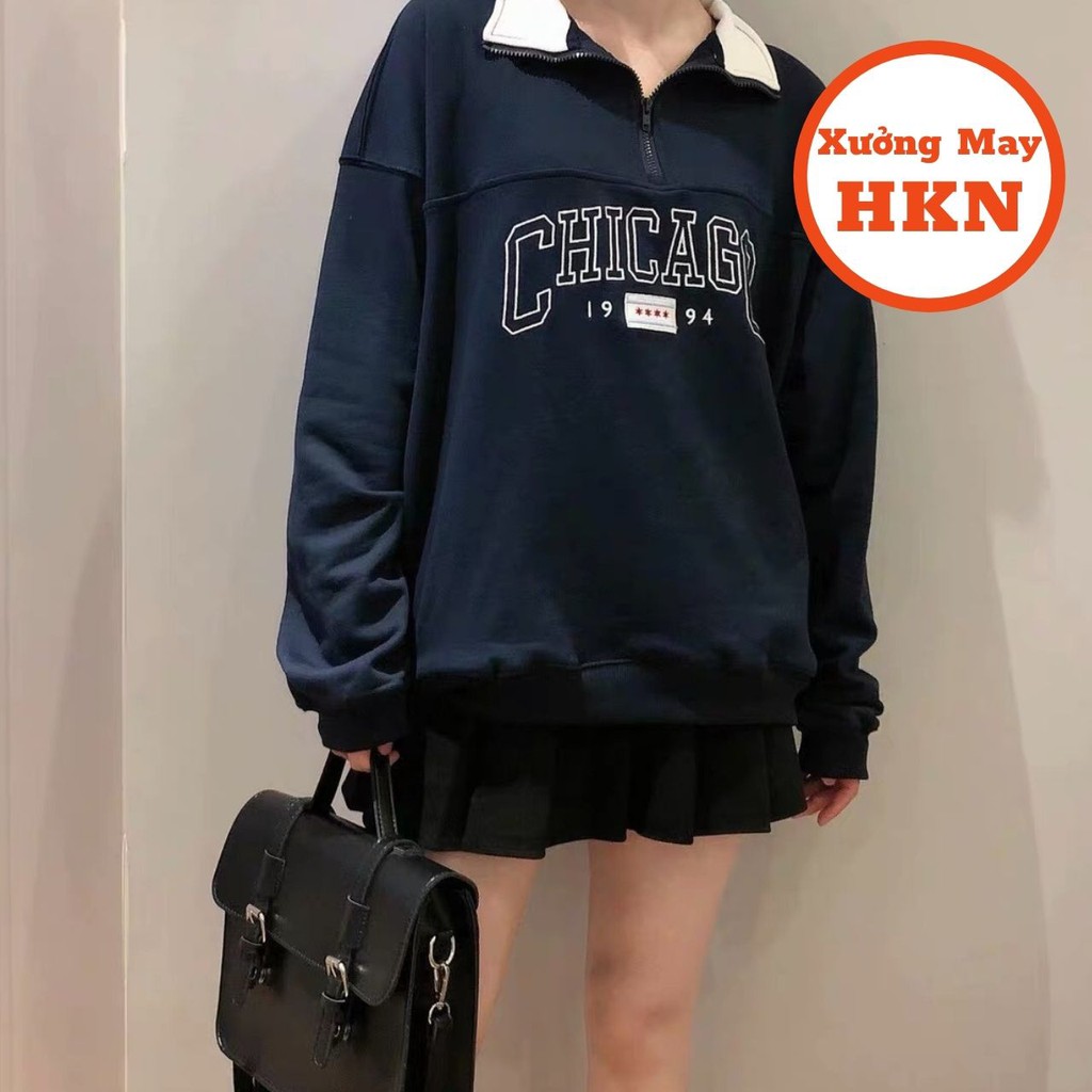 Áo Hoodie Sweater Nữ Khóa Cổ Chicago 1994 Mã 681 Xưởng May HKN