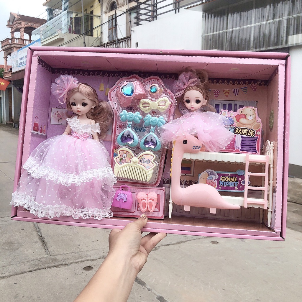 Đồ Chơi Búp Bê Hộp 2 Bê Barbie Xinh Xắn Kèm Nhiều Phụ Kiện  Đẹp Chất Liệu Cao Cấp Hiếu Toys