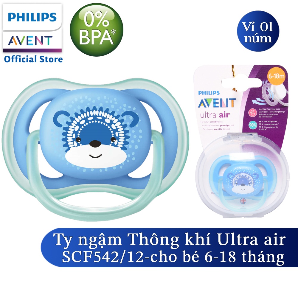 Núm Ty Ngậm Philips Avent Thông Khí hình Gấu cho trẻ từ 6-18 tháng tuổi - Vỉ Đơn SCF542/12