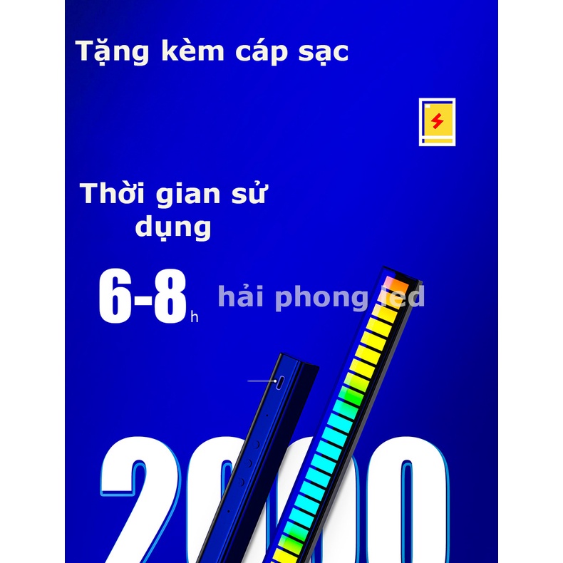 Đèn led thanh RGB cảm âm đổi màu theo giọng nói nháy theo nhạc dòng cao cấp dùng điện thoại điều chỉnh