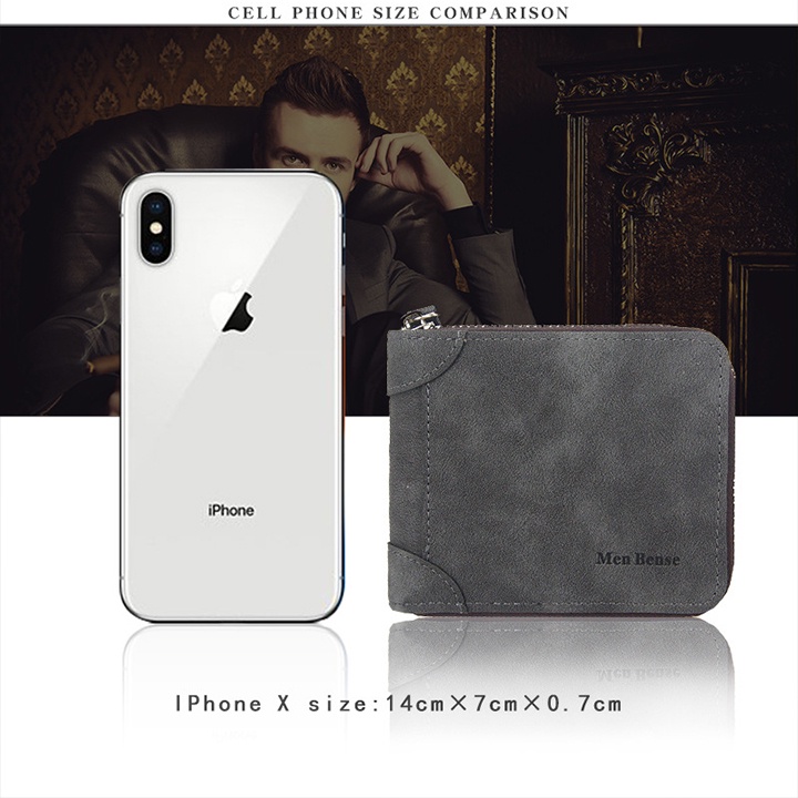 Ví Nam Ngắn Da Lộn Mịn Mẫu Mới Nhiều Ngăn Có Khóa Kéo Tiện Lợi