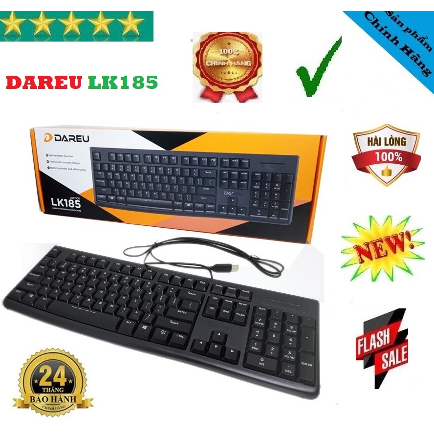 Bàn phím Máy Tính Văn Phòng Dareu LK185 USB Black