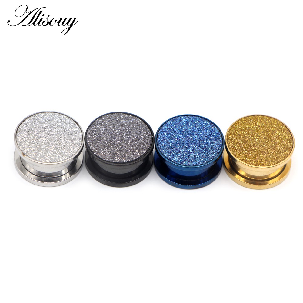 Alisouy 1 Khuyên Xỏ Lỗ Tai Màu Vàng Hồng / Bạc Lấp Lánh Thời Trang